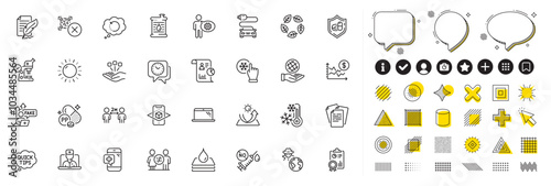 Set of Recovery data, Quick tips and Feather signature line icons for web app. Design elements, Social media icons. Report, Freezing, Laptop icons. Vector