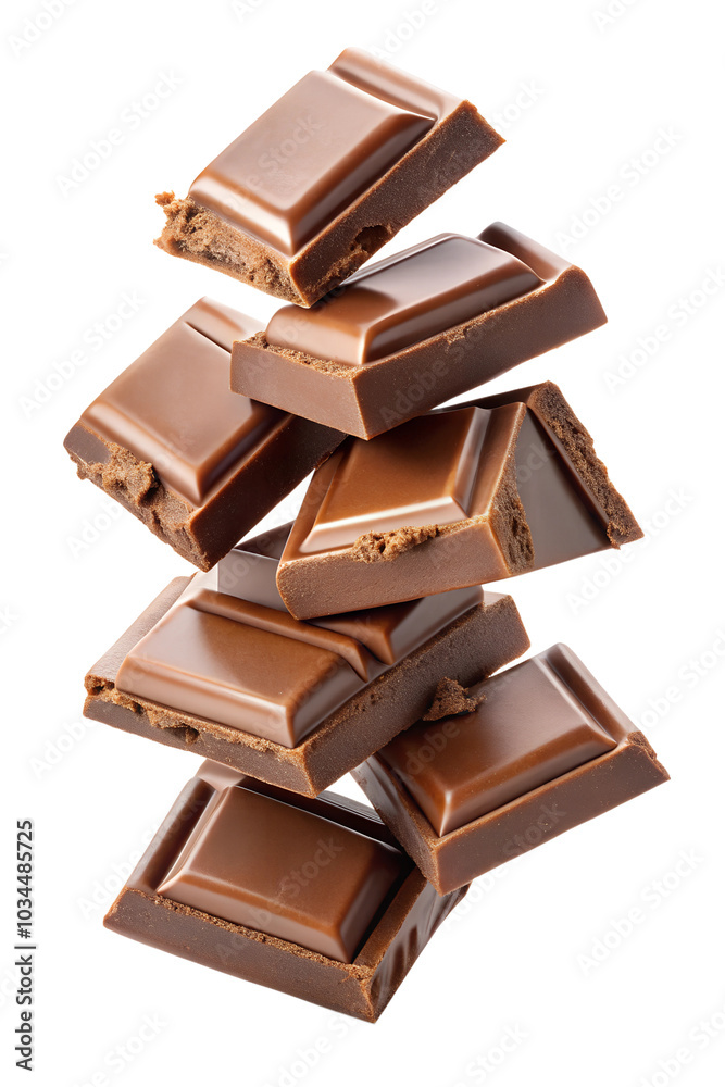 Stacked chocolate bars on a white background Stacked chocolate bars on a white background