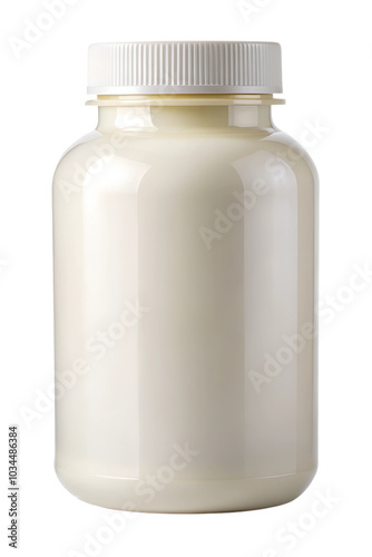 Creamy jar on white background