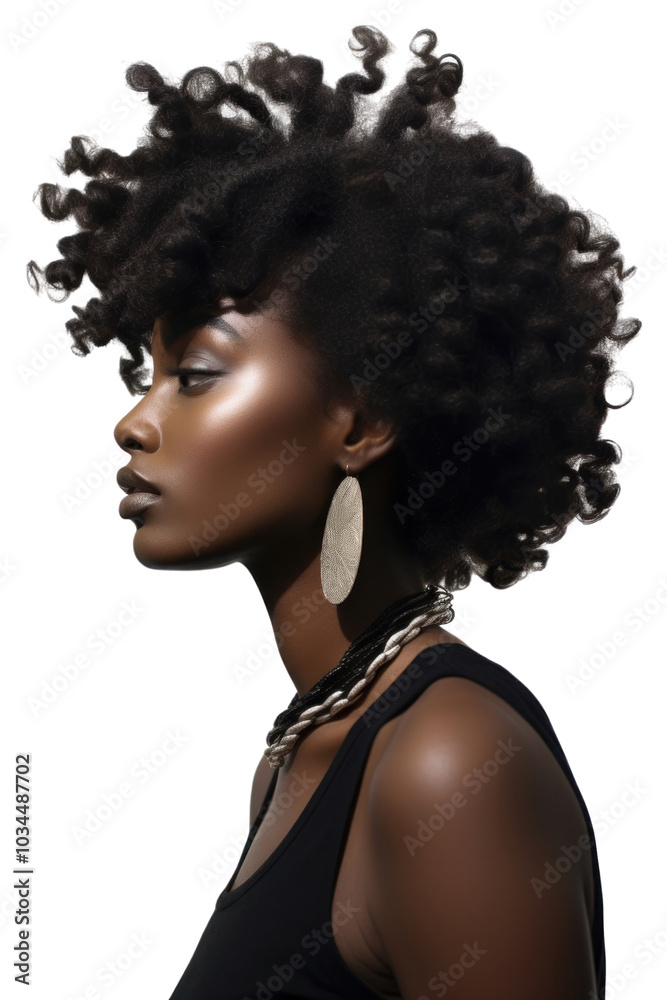 Fototapeta premium PNG A black women portrait jewelry earring.