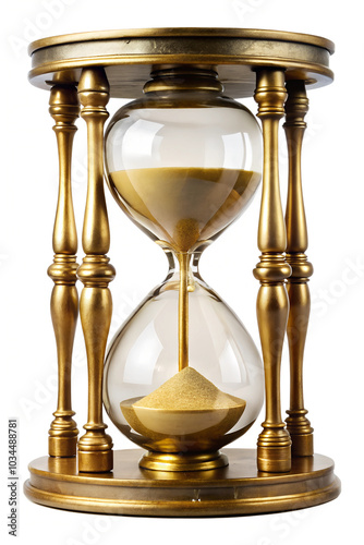 Elegant gold hourglass on a wooden base photo