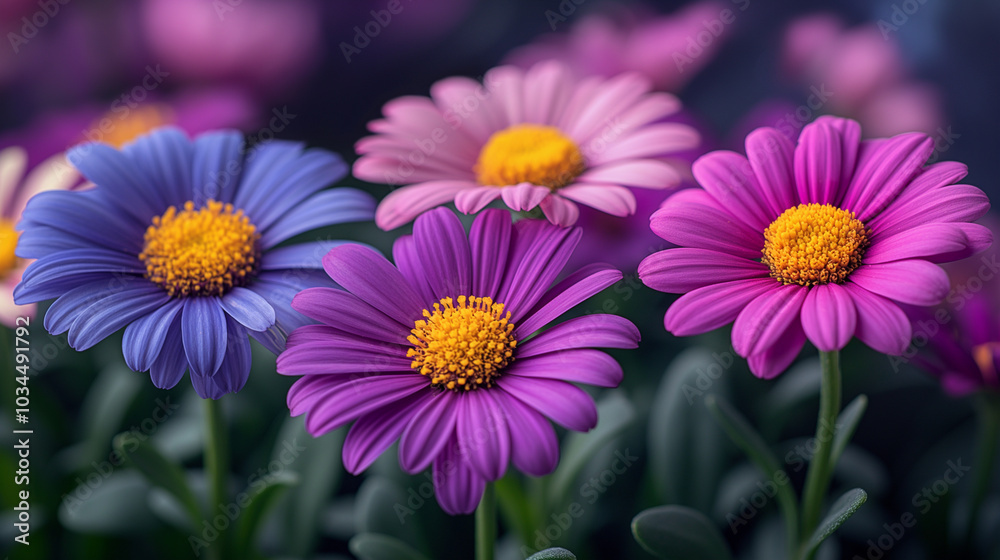 Colorful Flowers with Green Leaves Colorful Flowers with Green Leaves