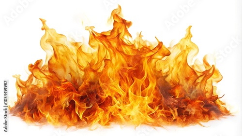 Fire flames isolated on white background 