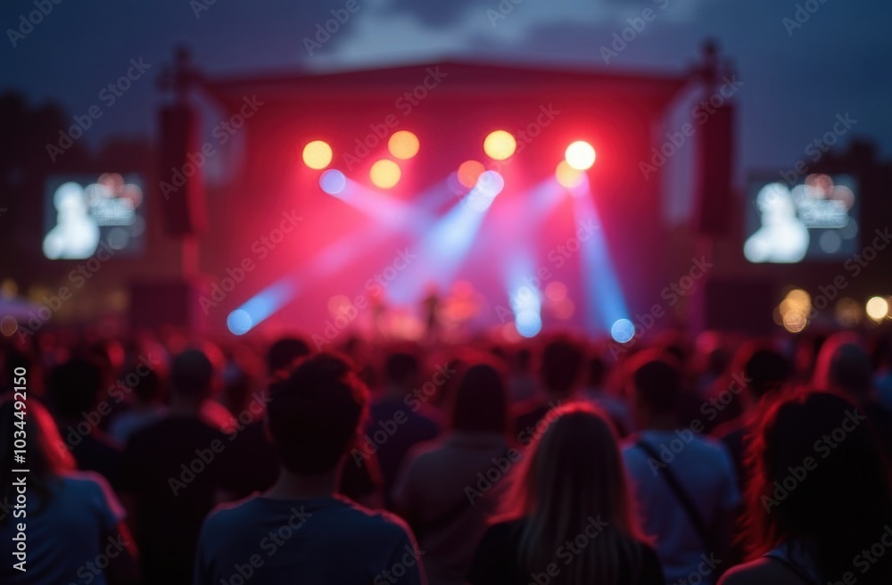 Blurred background of outdoor festival or music concert. Crowd enjoyment, live performance, or cultural event. Entertainment, leisure, or nightlife concept Blurred background of outdoor festival or music concert. Crowd enjoyment, live performance, or cultural event. Entertainment, leisure, or nightlife concept