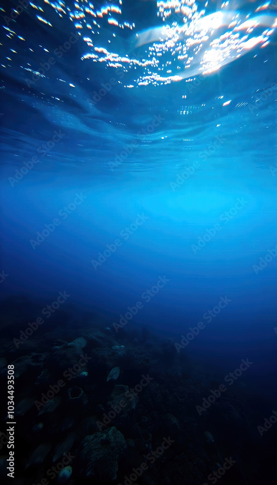 Obraz premium A serene underwater scene showcasing the beauty of the sea or ocean, with vibrant marine life and intricate coral formations, capturing the essence of deep nature.