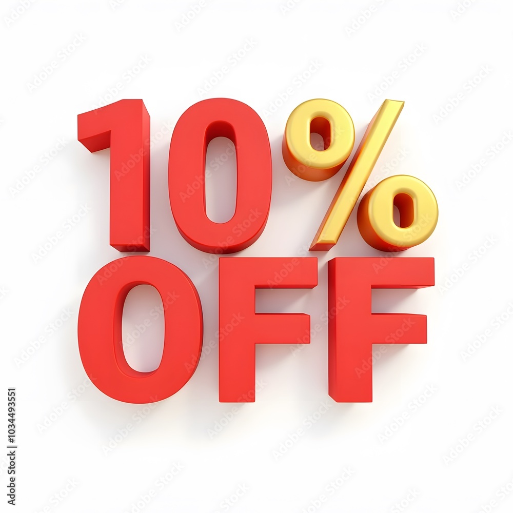 3D 10% Off Discount Promotion Asset Isolated on White Background 3D 10% Off Discount Promotion Asset Isolated on White Background