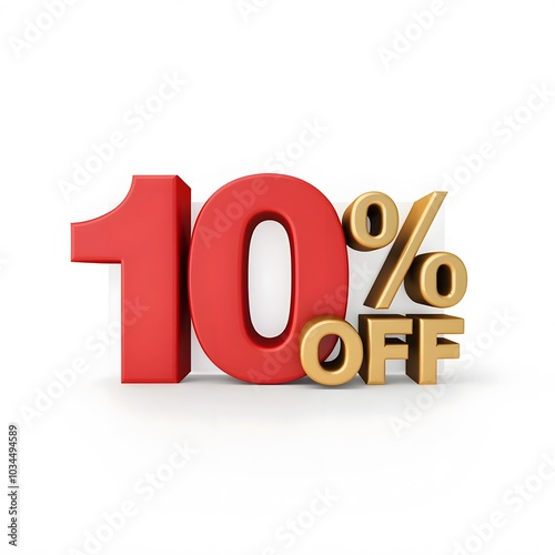 3D 10% Off Discount Promotion Asset Isolated on White Background