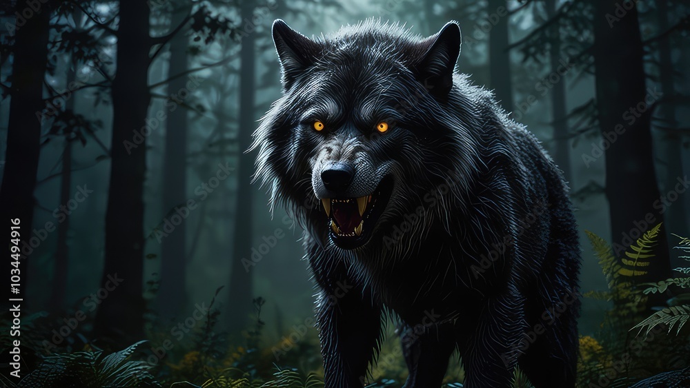 fearsome werewolf with midnight black full moon dark night wolf howling fearsome werewolf with midnight black full moon dark night wolf howling