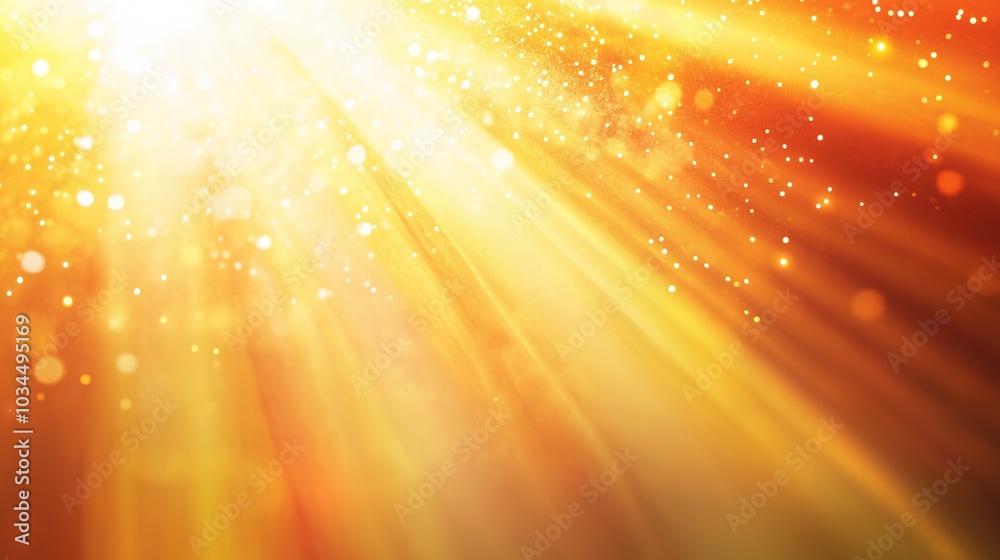 Fototapeta premium Golden rays of light and sparkles for a magical, festive, or heavenly atmosphere