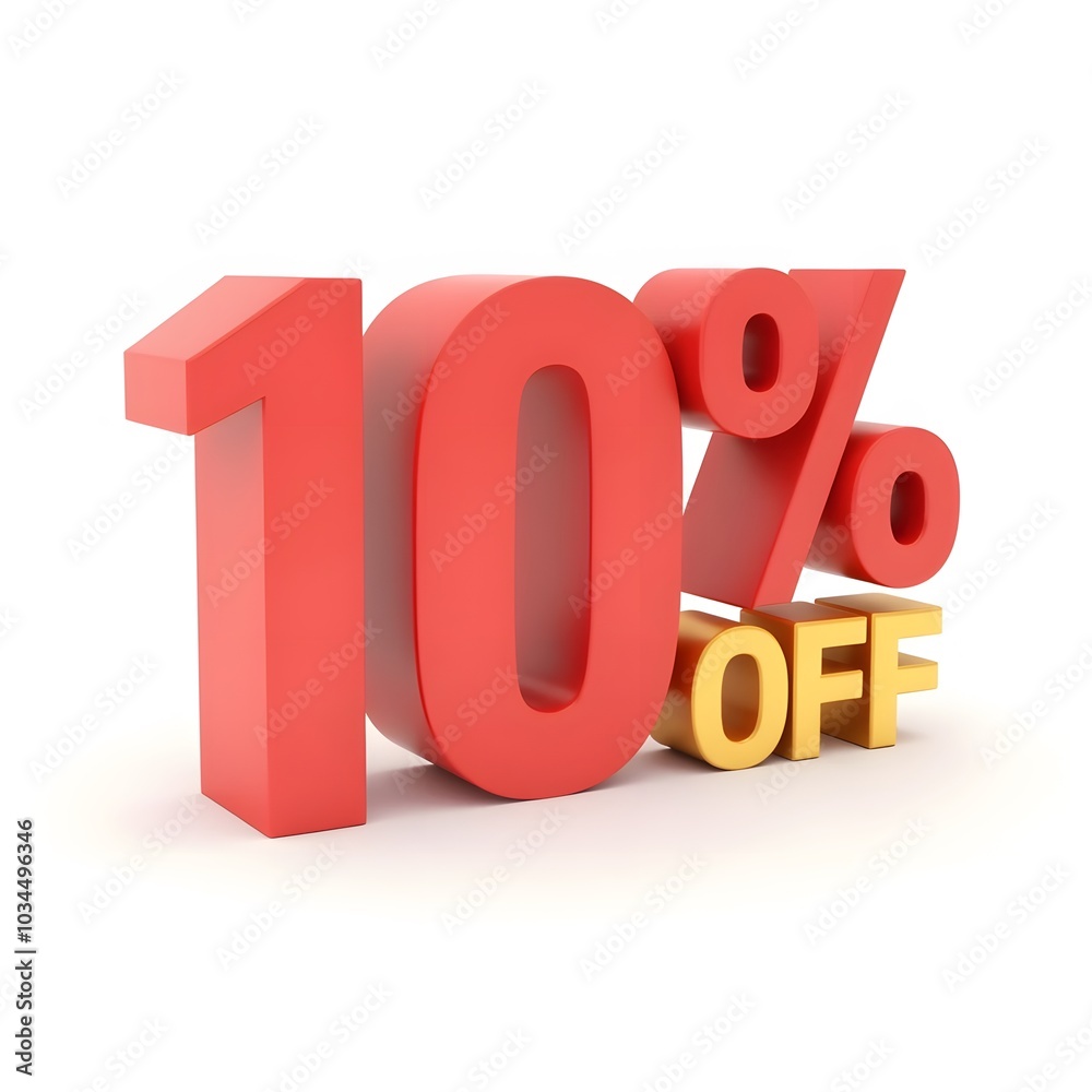 3D 10% Off Discount Promotion Asset Isolated on White Background 3D 10% Off Discount Promotion Asset Isolated on White Background