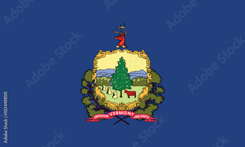 Normal flag of the United States federal state of VERMONT with original aspect ratio