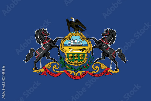 Normal flag of the United States federal state of PENNSYLVANIA with original aspect ratio