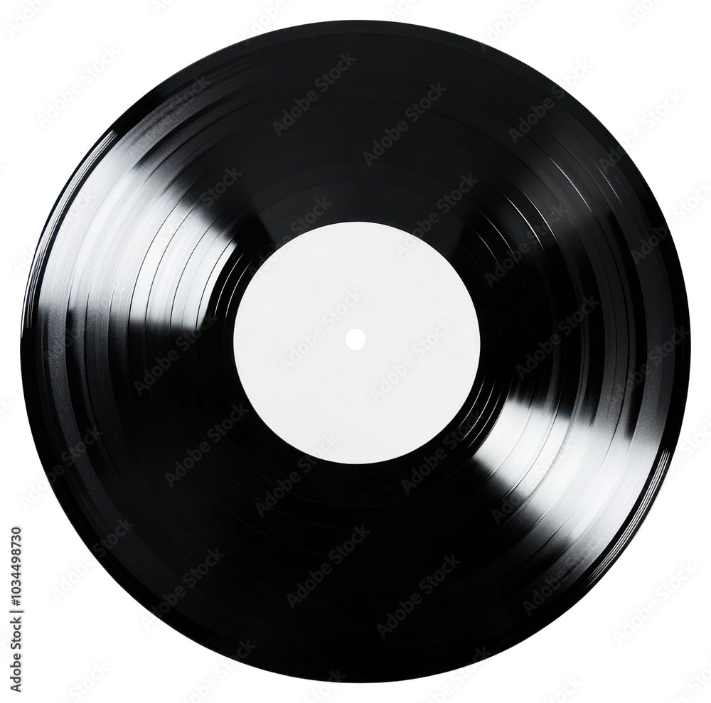 Obraz premium Black vinyl record with white center disk.