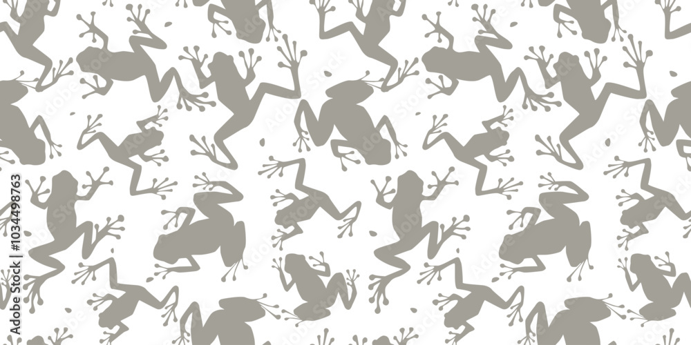 Seamless pattern with silhouettes of frogs. Animal print. Vector graphics. Seamless pattern with silhouettes of frogs. Animal print. Vector graphics.