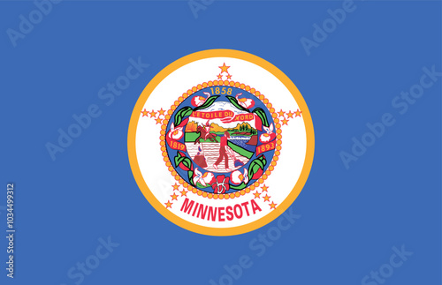 Old normal pre-2024 flag of the United States federal state of MINNESOTA with original aspect ratio