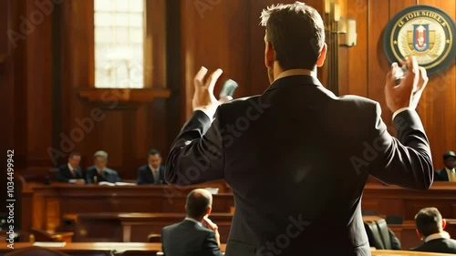 Lawyer presenting a case in a courtroom, Video