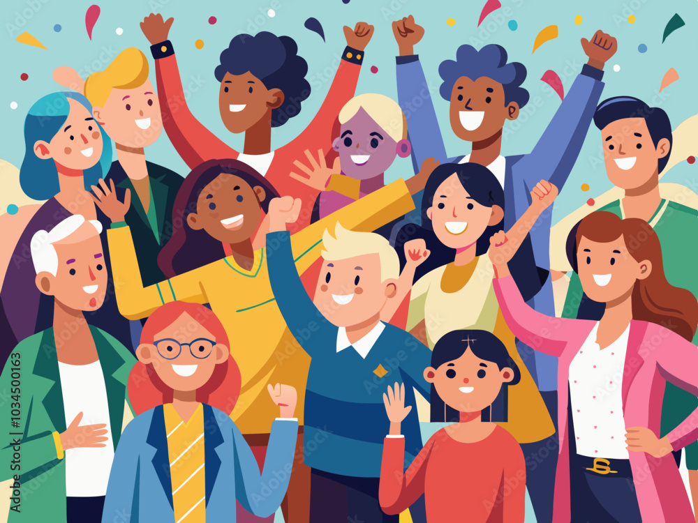 Large group of people celebrating. Vector image Large group of people celebrating. Vector image