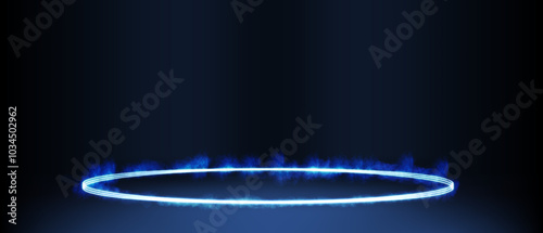 A bright blue circular portal emitting light in a dark environment, suggesting a mysterious or supernatural entrance