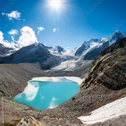 alpine lake on presena glacier