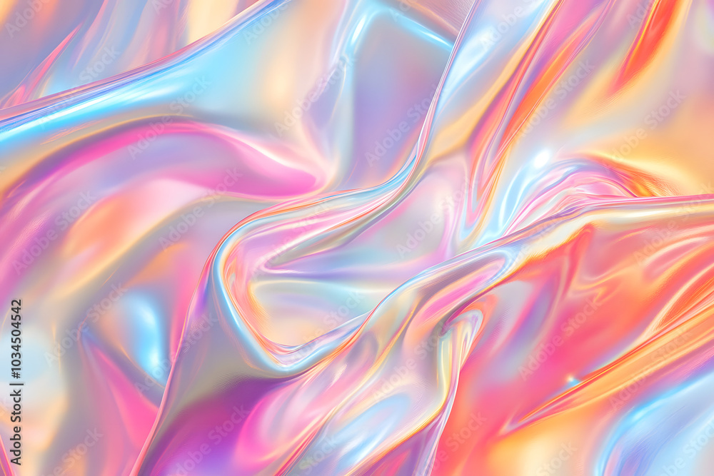 Fototapeta premium Vibrant Iridescent Fabric Texture with Colorful Reflections for Creative Projects