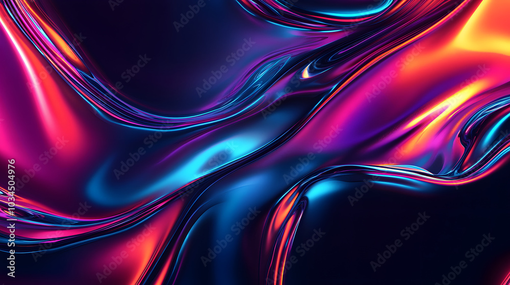 Fototapeta premium Vibrant Iridescent Colors Flowing across a Fluid Abstract Background for Creative Design