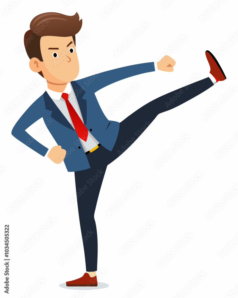 Businessman Kicking On White Background Businessman Kicking On White Background
