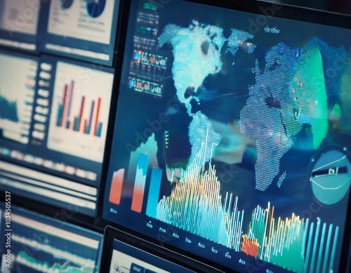 detailed view of a macroeconomic research paper on digital screens highlighting insights into global inflation trends and their impacts