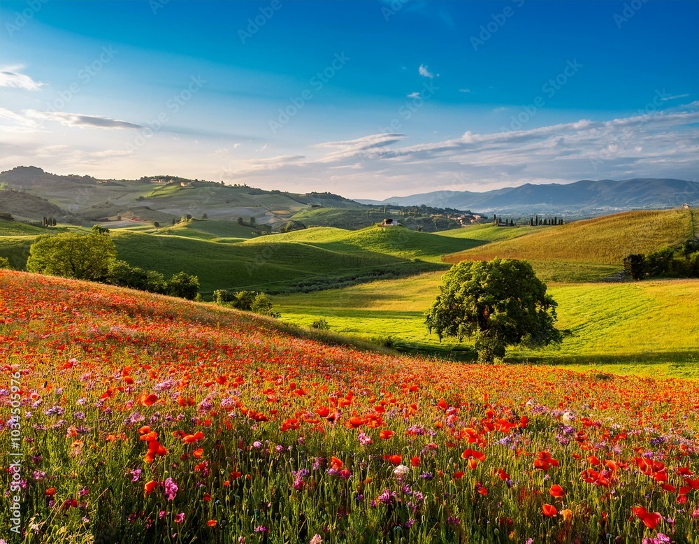 flowering meadow in the italian countryside flowering meadow in the italian countryside