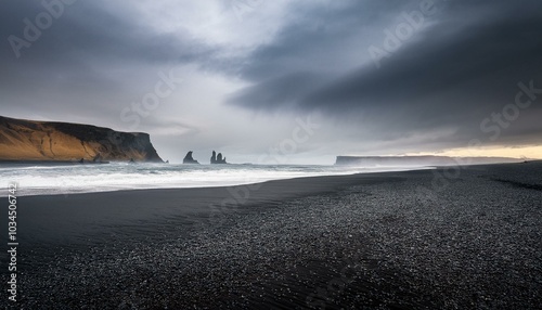 icelandic beach with moody light photo