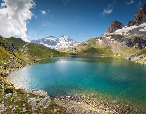 lake on the mountains of passo gavia