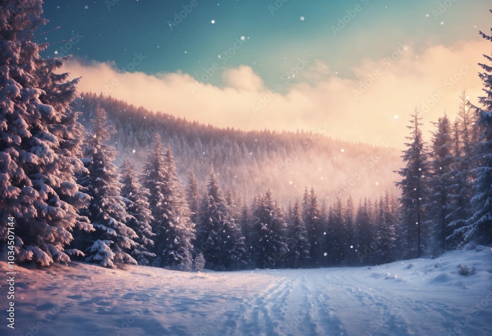 Obraz premium Winter and trees, AI generated