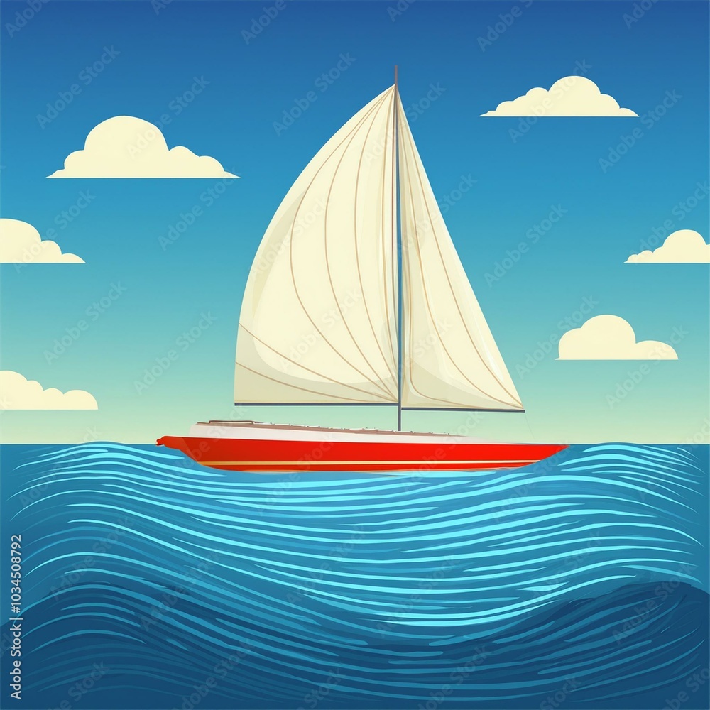 Naklejka premium sailing boat on the sea