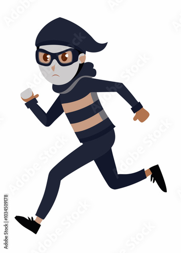 Robber Running On White Background