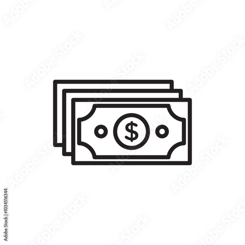 Cash icon Simple thin outline