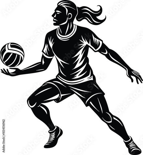 Adobe Women Volleyball match Silhouette isolated on white background - vector illustrationIllustrator Artwork