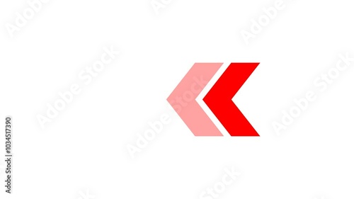 Red Left Direction Arrow Pointing Right to Left Side 4k Animation Motion Graphics Video Footage with No Background Alpha Channel