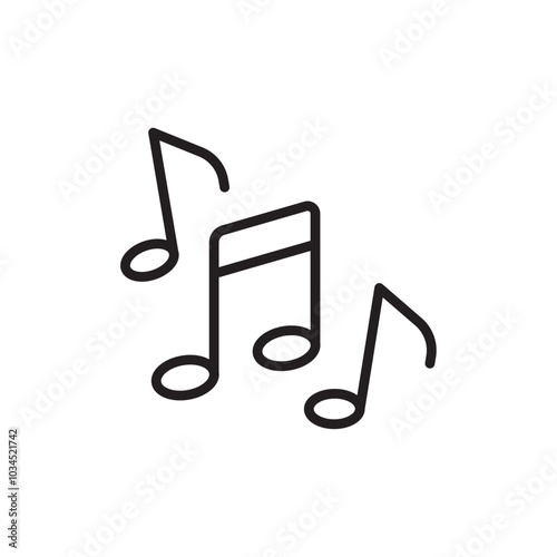 Music note icon Simple thin outline