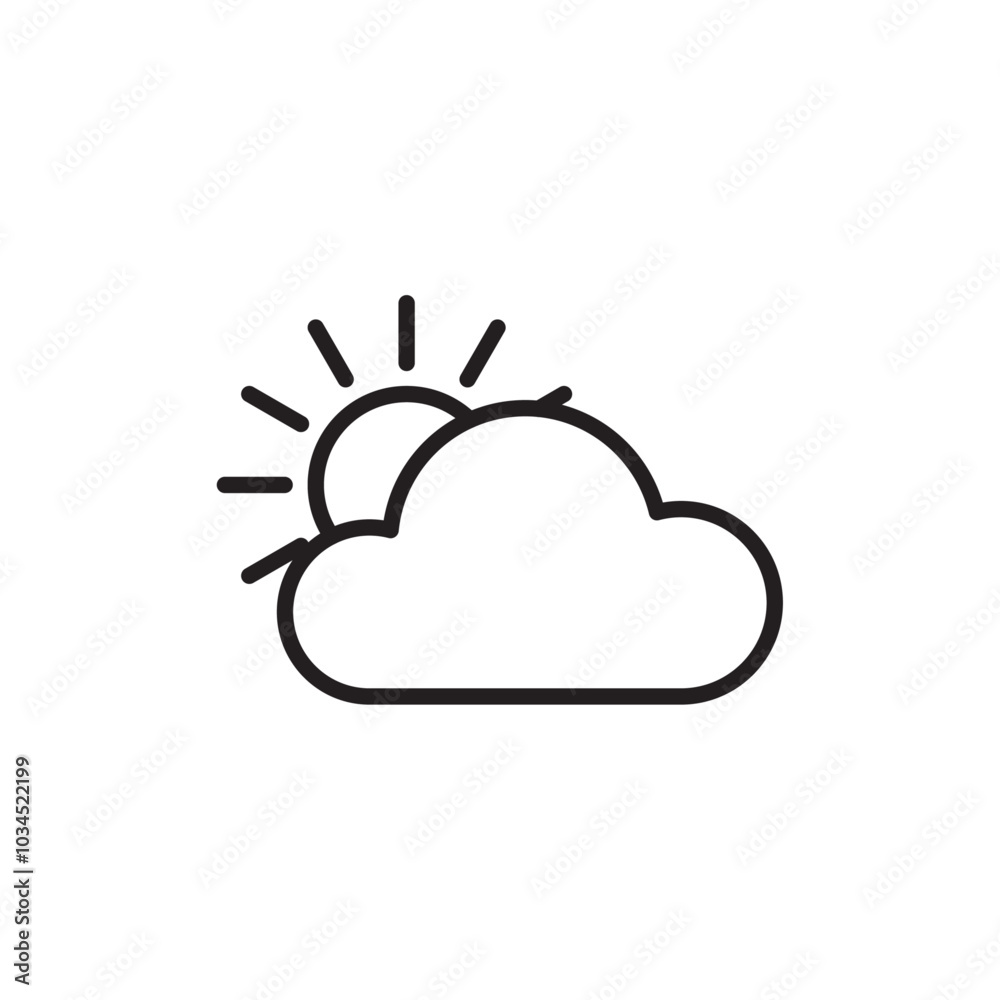 Partially cloudy icon Simple thin outline Partially cloudy icon Simple thin outline