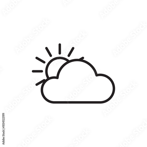 Partially cloudy icon Simple thin outline