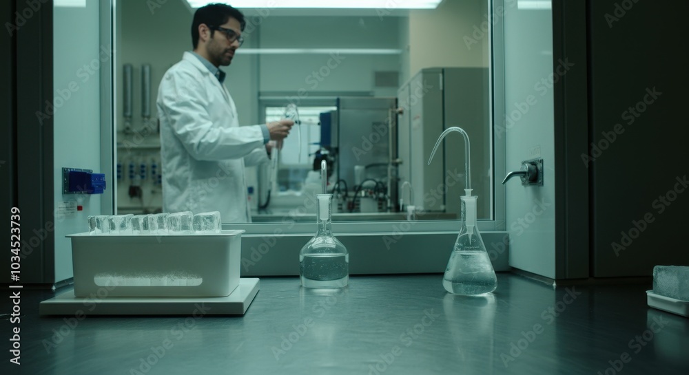 Male scientist conducting research in modern laboratory Male scientist conducting research in modern laboratory