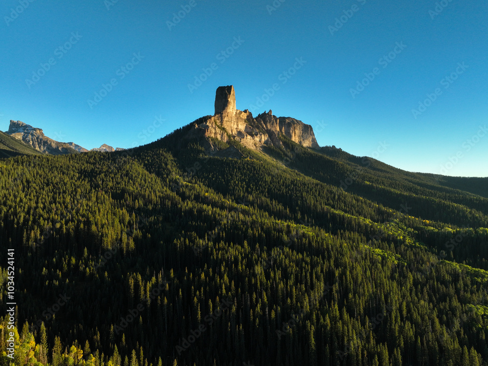 Aerial view of Chimney Rock near Ridgway, Colorado, USA Aerial view of Chimney Rock near Ridgway, Colorado, USA