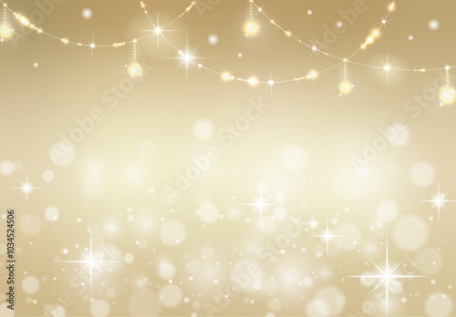 キラキラなゴールドの背景素材（背景　フレーム　バナー　見出し　タイトル　エレガント　クリスマス　オーナメント）