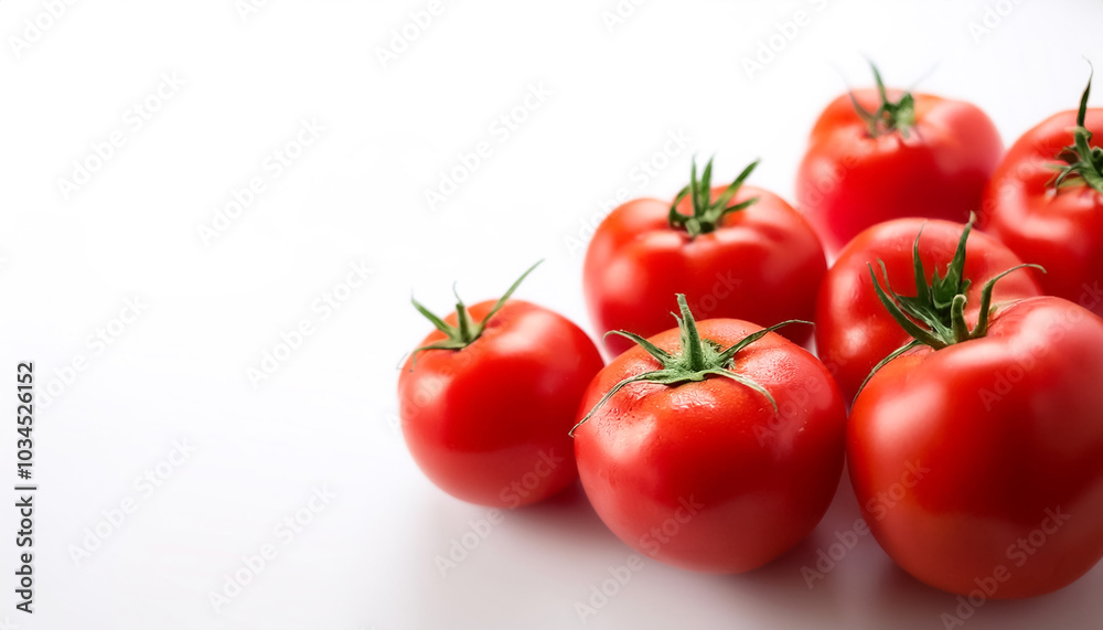 Tomatos pattern on side position provides copy space for text. background concept isolated white Tomatos pattern on side position provides copy space for text. background concept isolated white