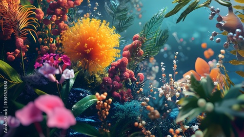 Plants background with biochemistry structure. 