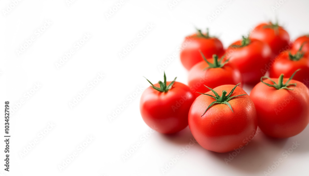 Tomatos pattern on side position provides copy space for text. background concept isolated white Tomatos pattern on side position provides copy space for text. background concept isolated white
