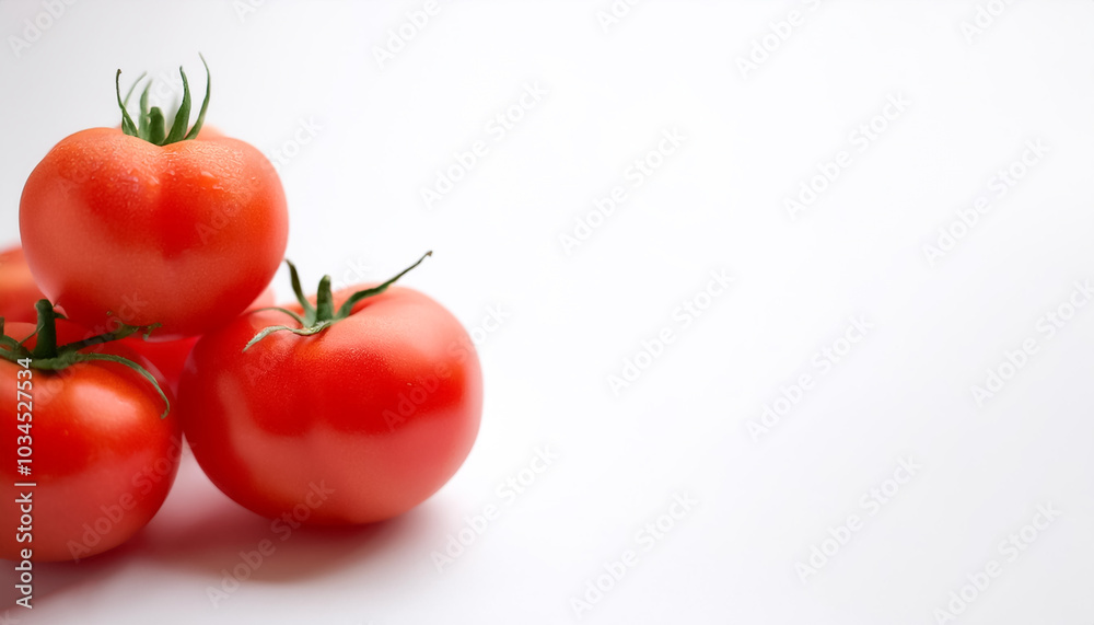 Tomatos pattern on side position provides copy space for text. background concept isolated white