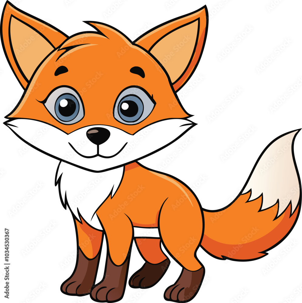 A cute fox illustration on white background A cute fox illustration on white background