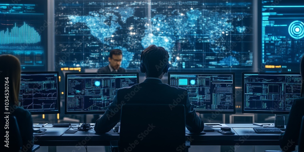 Futuristic network management system with AI-driven monitoring, ensuring robust and secure data transmission Futuristic network management system with AI-driven monitoring, ensuring robust and secure data transmission