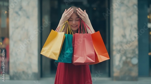 Concealed face, shopping in focus photo