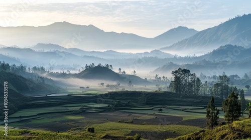 Early sunrise at Bromo crater in Java photo